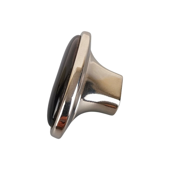Bouton de meuble STARK, Finition nickel brillant & céramique noire
