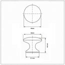 Schéma technique de bouton de meuble ROND, Finition zamak nickel mat