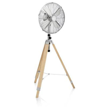 Ventilateur métallique de 40 cm sur pied en bois 50w - Clicktofournisseur.com