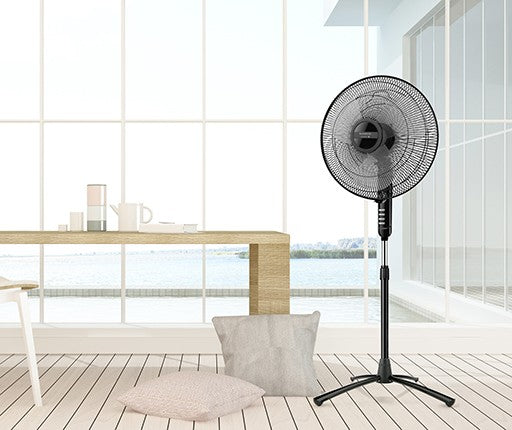Ventilateur sur pied 40 cm 45w noir - Clicktofournisseur.com