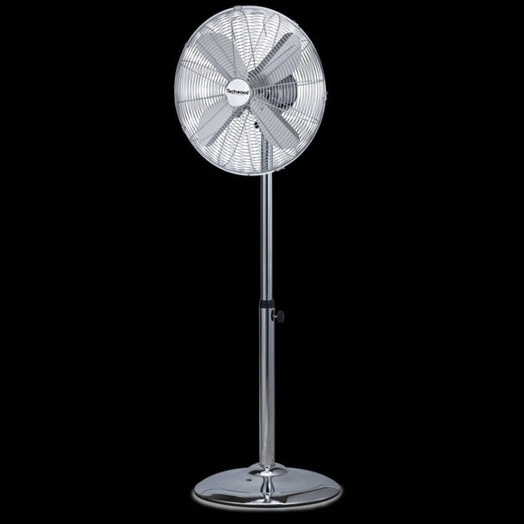 Ventilateur sur pied finition chrome de 40 cm 50w gris - Clicktofournisseur.com