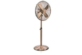 Ventilateur sur pied rétro finition cuivre diamètre 40 cm 50w - Clicktofournisseur.com