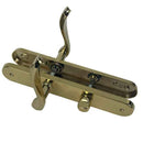 2 poignées de porte sur plaque LAURA, Verrou de condamnation pour salle de bain/WC, Finition laiton doré poli PVD titane, Entraxe standard 195 mm