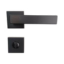 2 poignées de porte sur rosace LOFT, Verrou de condamnation pour salles de bain/WC Finition métal noir mat