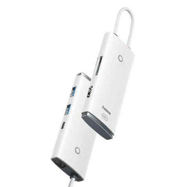 Baseus HUB Lite Series 6-in-1 Multifunctional (Type-C to 2x USB 3.0 / Type-C / HDMI 1.4 / SD/TF) White (WKQX050102)