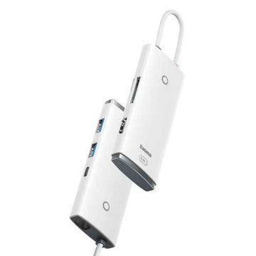 Baseus HUB Lite Series 6-in-1 Multifunctional (Type-C to 2x USB 3.0 / Type-C / HDMI 1.4 / SD/TF) White (WKQX050102)