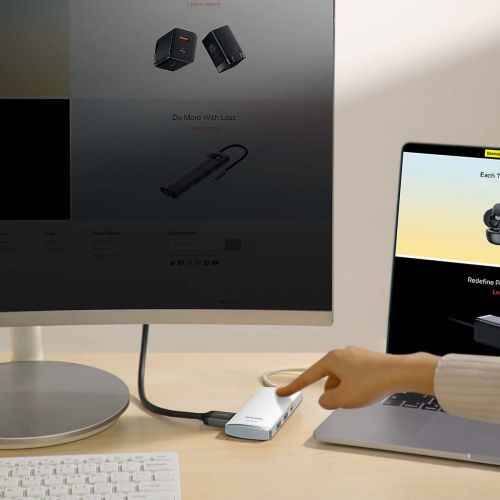 Baseus HUB Lite Series 6-in-1 Multifunctional (Type-C to 2x USB 3.0 / Type-C / HDMI 1.4 / SD/TF) White (WKQX050102)