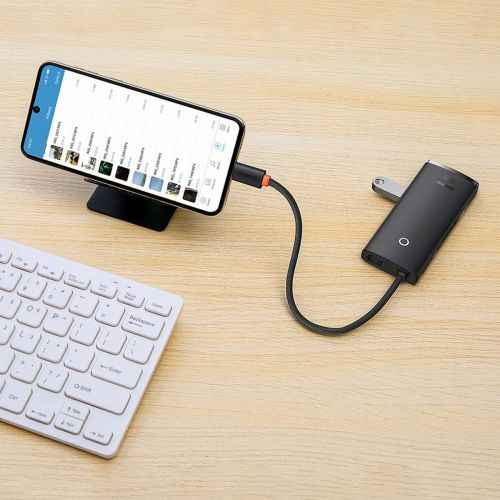 Baseus HUB Lite Series 6-in-1 Multifunctional (Type-C to 2x USB 3.0 / Type-C / HDMI 1.4 / SD/TF) White (WKQX050102)