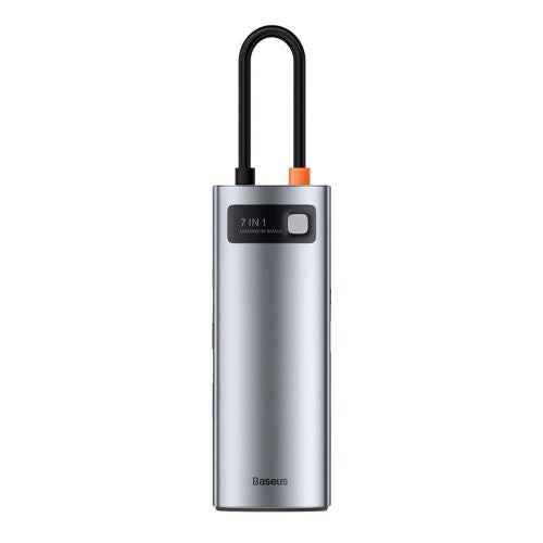 Baseus HUB Metal Gleam series 7-in-1 Multifunctional (Type-C to 2x USB 3.0, PD 100W / HDMI 4K 30Hz / RJ45 1Gbps, Type-C basic) Gray (WKWG020113)