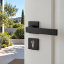 2 poignées de porte sur rosace LOFT, Trou de cylindre - entrée - bureau - service, Finition métal noir mat