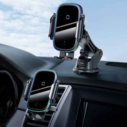 Support de voiture Baseus Light Electric Holder avec chargeur inductif Qi noir