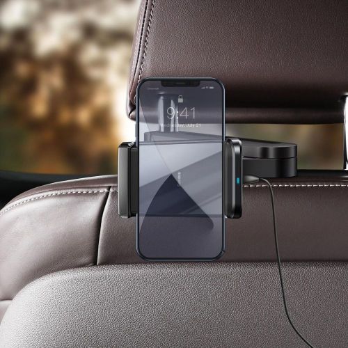 Baseus Support de téléphone pour voiture avec chargeur sans fil et stockage d'énergie pour siège arrière 15 W Noir (WXHZ-01)