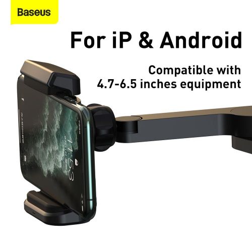 Baseus Support de téléphone pour voiture avec chargeur sans fil et stockage d'énergie pour siège arrière 15 W Noir (WXHZ-01)