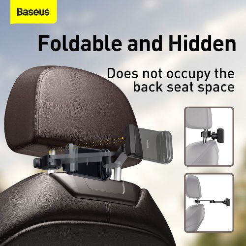 Baseus support de téléphone pour voiture avec chargeur sans fil et stockage d'énergie pour siège arrière 15 w noir wxhz-01