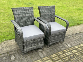 Fimous Ensemble de Jardin 4 Places en Rotin avec Table Rectangulaire et Foyer à Gaz