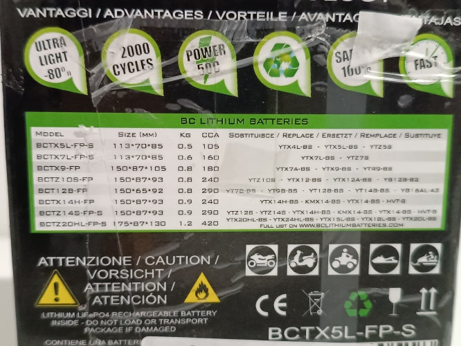 Ecost customer return BC Lithium Batteries BCTX5LFPS LiFePO4 Motorcycle Battery