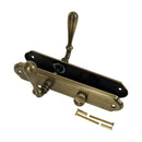 2 poignées de porte sur plaque CARINA, Verrou de condamnation pour salle de bain/WC, Finition laiton patiné, Entraxe standard 195 mm