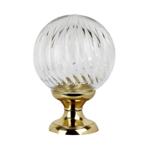 Boule de rampe haut de gamme BOWL CRISTAL – Laiton poli et cristal torsadé
