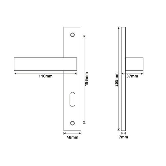 2 poignées de porte sur plaque REGENCE, Entrée de clé pour chambre, Finition laiton poli doré, Entraxe standard 195 mm