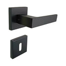 2 poignées de porte sur rosace LOFT, Entrée de clé pour chambre, Finition métal noir mat