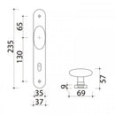 2 poignées de porte sur plaque CHIC, Entrée de clé pour chambre, Finition aluminium blanc RAL 9016, Entraxe standard 195 mm-7