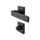 2 poignées de porte sur rosace LOFT, Verrou de condamnation pour salles de bain/WC Finition métal noir mat