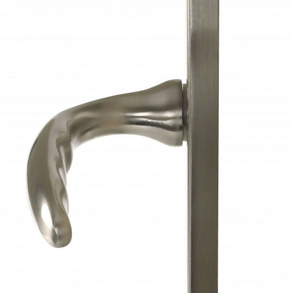 2 poignées de porte sur plaque CHAMBON, Trou de cylindre - entrée - bureau - service, Finition aluminium nickel mat, Entraxe standard 195 mm