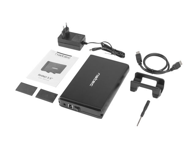 Boîtier de disque dur externe Natec Rhino SATA 3,5 pouces USB 3.0 en aluminium