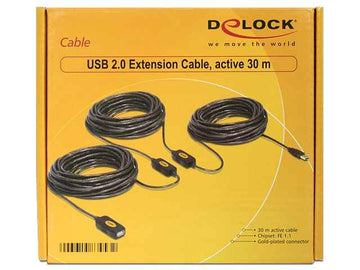 DeLOCK 30m, USB2.0 - USB2.0 USB cable USB A Black
