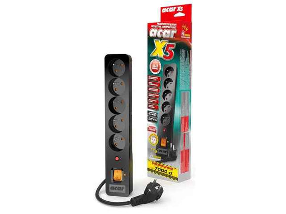 Multiprise parafoudre X5 1,5 m noire