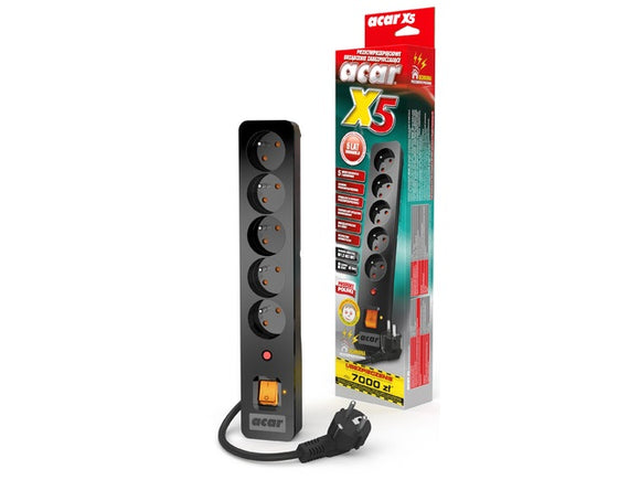 Multiprise parafoudre acar x5 3 m noire