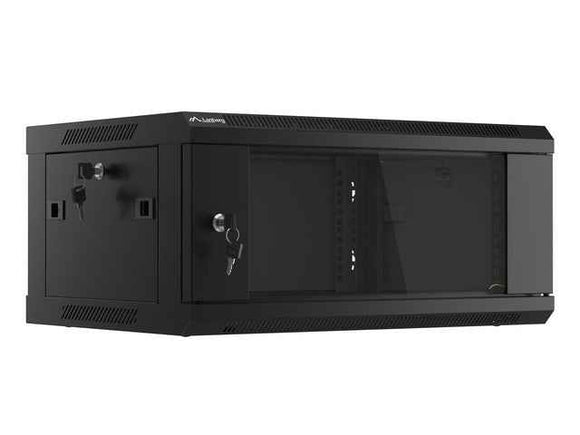 Lanberg 19'' wall-mounted installation cabinet 4U 600x450mm black (glass door)