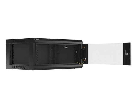 Lanberg 19'' wall-mounted installation cabinet 4U 600x450mm black (glass door)