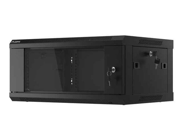 Lanberg 19'' wall-mounted installation cabinet 4U 600x450mm black (glass door)