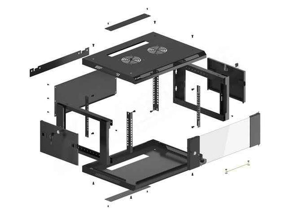 Lanberg 19'' wall-mounted installation cabinet 4U 600x450mm black (glass door)