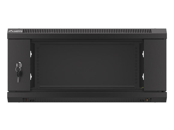 Szafa instalacyjna wisząca 19'' 4U 600X600mm czarna (drzwi szklane)