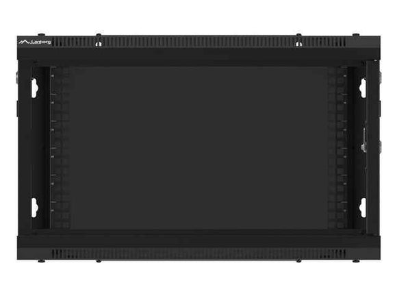 Szafa instalacyjna wisząca 19 cali 6U 600X450mm czarna (drzwi szklane)