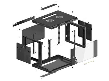 Szafa instalacyjna wisząca 19 cali 6U 600X450mm czarna (drzwi szklane)