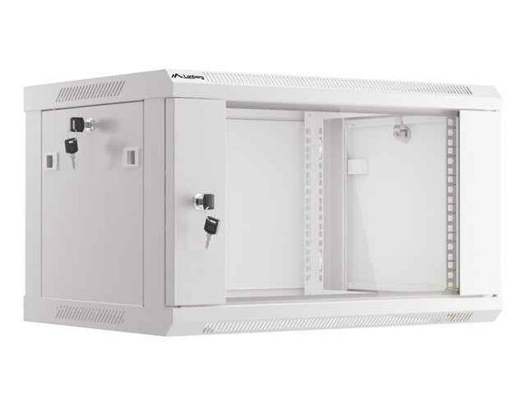 Lanberg | Rack cabinet 19" wall-mount 6U/600x450 (flat pack) with glass door | WF01-6406-10S | Grey