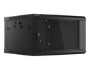 Lanberg wall-mounted installation rack cabinet 19'' 6U 600x600mm black (glass door)-1