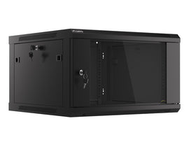 Lanberg wall-mounted installation rack cabinet 19'' 6U 600x600mm black (glass door)