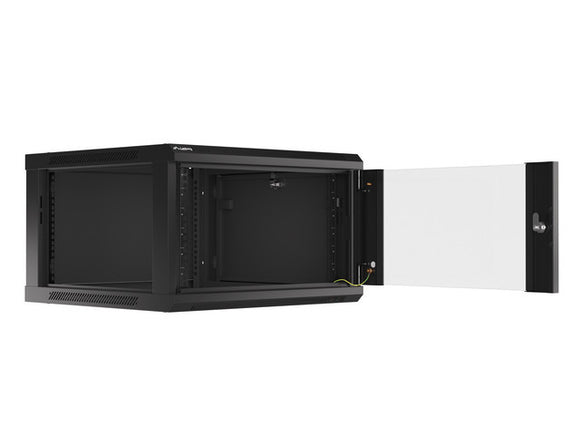 Lanberg wall-mounted installation rack cabinet 19'' 6U 600x600mm black (glass door)