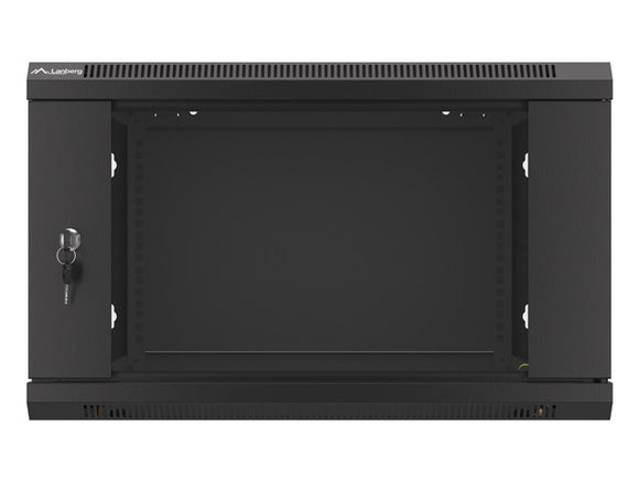 Lanberg wall-mounted installation rack cabinet 19'' 6U 600x600mm black (glass door)