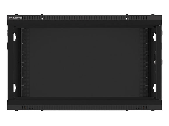 Lanberg wall-mounted installation rack cabinet 19'' 6U 600x600mm black (glass door)