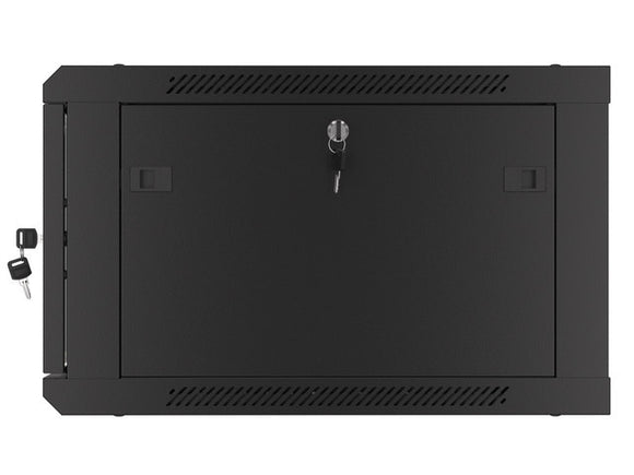Lanberg wall-mounted installation rack cabinet 19'' 6U 600x600mm black (glass door)