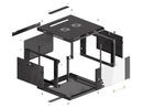 Lanberg wall-mounted installation rack cabinet 19'' 6U 600x600mm black (glass door)-5