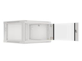 Lanberg wall-mounted installation rack cabinet 19'' 6U 600x600mm gray (glass door) - 0