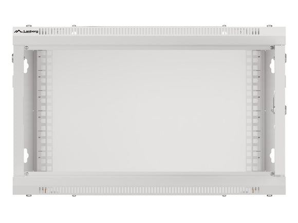 Lanberg wall-mounted installation rack cabinet 19'' 6U 600x600mm gray (glass door)