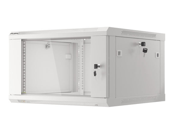 Lanberg wall-mounted installation rack cabinet 19'' 6U 600x600mm gray (glass door)