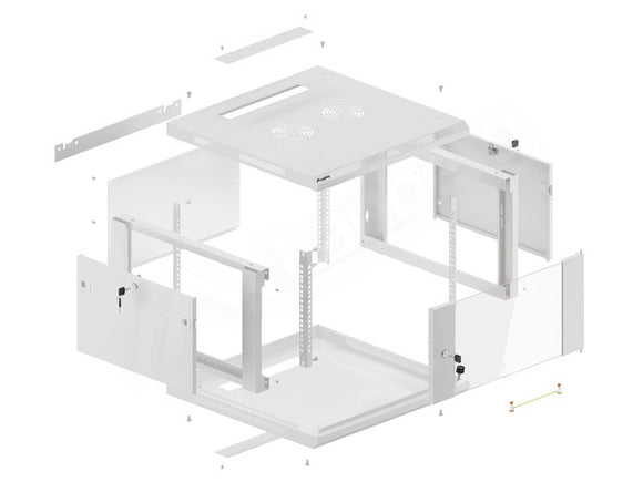 Lanberg wall-mounted installation rack cabinet 19'' 6U 600x600mm gray (glass door)